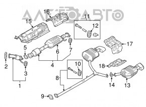 Глушитель задняя часть бочка левая Hyundai Sonata 15-17 2.4 Sport, примята насадка