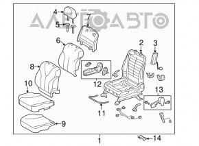 Пассажирское сидение Toyota Camry v40 07-09 без airbag, тряпка сер