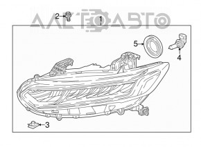 Фара передняя левая голая Honda Accord 18-22 трещины