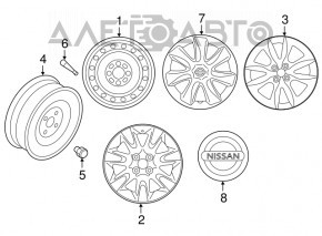 Запасное колесо докатка Nissan Versa 12-19 usa R15 125/70