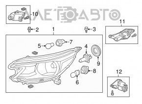 Фара передняя правая голая Honda CRV 12-14 дорест новый OEM оригинал