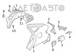 Четверть крыло задняя правая Honda Clarity 18-21 usa на кузове, серебро, замята, тычки