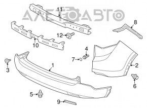 Бампер задній голий Honda CRV 12-14 дорест, структура, вм’ятини, тріщини, затерт
