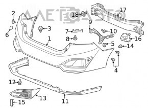 Бампер задний голый Honda Clarity 18-21 usa графит, сломан, замят, трещины
