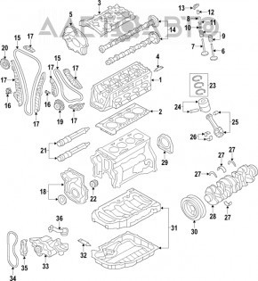 Натягувач ланцюга ГРМ малого ланцюга Audi A4 B9 17-1.8T, 2.0T