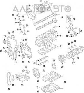 Натягувач ланцюга ГРМ великого ланцюга Audi A4 B9 17-2.0T