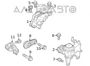 Подушка двигателя левая Nissan Rogue 21-22 2.5