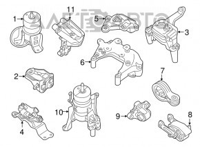 Кронштейн подушки двигателя задний Nissan Altima 13-18 2.5