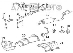 Кронштейн глушителя задней части резонатора с бочкой передний правый Toyota Highlander 20- 2.4t, 3.5