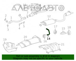 Кронштейн глушителя задней части резонатора с бочкой передний левый Toyota Highlander 20- 2.4t, 3.5