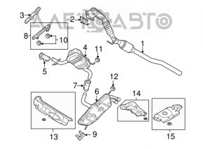 Кронштейн глушителя передний VW Jetta 11-18 USA с резинками