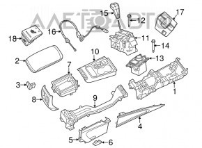 Консоль центральная подлокотник Jeep Grand Cherokee WK2 11-13 кожа черная