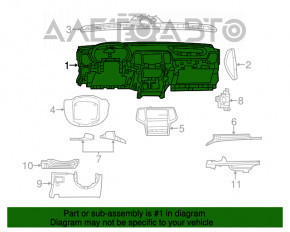 Торпедо передняя панель без AIRBAG Dodge Durango 11-13 чёрная