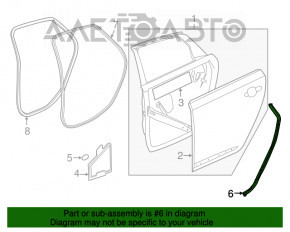 Уплотнитель двери задней правой Chevrolet Impala 14-20 внешний