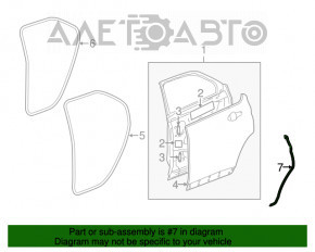 Ущільнювач двері задньої лівої Chevrolet Equinox 10-17 задній