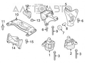 Кронштейн правой подушки двигателя BMW 5 F10 11-16 3.0T RWD