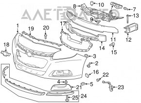 Накладка переднього бампера лев Chevrolet Malibu 13-15