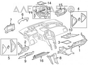 Обрамлення щитка приладів Chevrolet Volt 11-15 графіт, хром