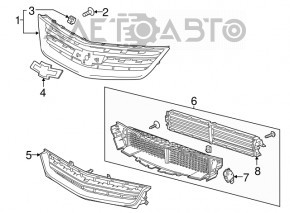 Нижняя решетка переднего бампера Chevrolet Impala 14-20 тычки на хроме