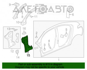 Стійка кузова передня ліва Chevrolet Volt 11-15