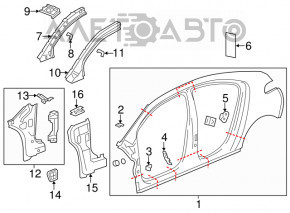 Стійка кузова передня ліва Chevrolet Volt 11-15