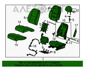 Сидіння водія Chevrolet Impala 14-20 без airbag, ганчірка, сірка, електро, під чистку