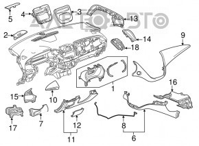 Накладка колени водителя Chevrolet Malibu 16- серая