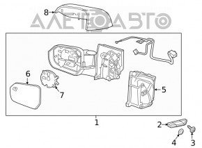 Дзеркало бічне праве Chevrolet Volt 16-6 пінів, BSM, надлом кришки, синє