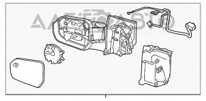 Дзеркало бічне ліве Chevrolet Volt 16-6 пінів, червоне, BSM, підігрів, подряпини на дзеркальному елементі