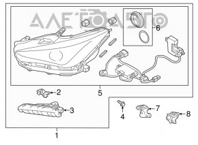 Фара передняя правая голая Infiniti Q50 16-19 AFS