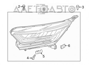 Фара передняя левая голая Honda CRV 20-22 LED