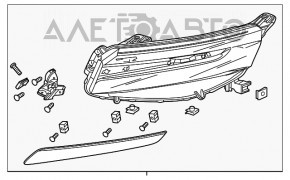 Фара передняя левая в сборе Honda Clarity 18-19 usa LED слом креп, песок на хроме