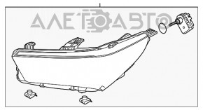 Фара передняя левая голая Acura MDX 17-20 рест