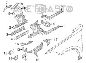 Кронштейн крила лев передній великий BMW X1 F48 16-22