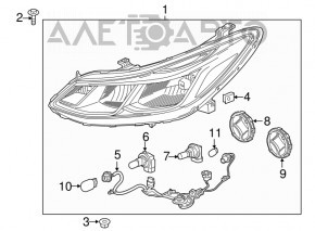 Фара передня права гола Chevrolet Cruze 16- галоген, без лінзи, зламаний корпус і креп, подряпини на скло