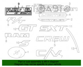 Емблема напис FlexFuel двері багажника Dodge Durango 11-