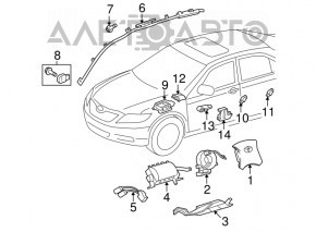 Подушка безопасности airbag в руль водительская Toyota Camry v50 12-14 usa SE, черн, горелая