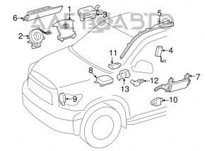 Подушка безопасности airbag в руль водительская Toyota Sequoia 08-16 корич