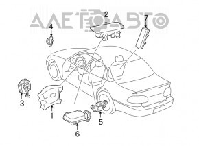 Подушка безопасности airbag в руль водительская Toyota Camry v30 02-04 серая, царапины, полез хром