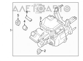 Главный тормозной цилиндр с ваккумным усилителем в сборе Nissan Leaf 13-17 нет фрагментов фишек, трещина в бачке, нет крышки