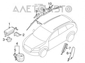Подушка безопасности airbag боковая шторка правая Audi Q7 4L 10-15 ржавый пиропатрон