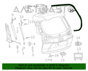 Уплотнитель резина двери багажника Jeep Cherokee KL 19-21