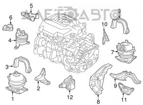 Кронштейн подушки двигателя передний Acura MDX 14-20