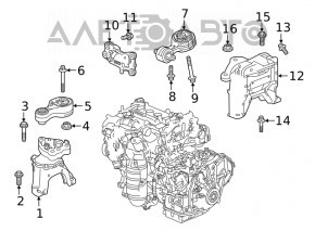 Кронштейн двигуна задній Honda Accord 18-222.0 hybrid