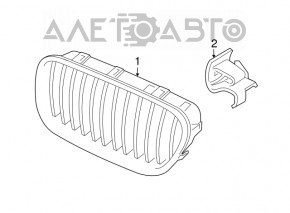 Решетка радиатора gril левая BMW 5 F10 11-13