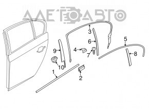 Ущільнювач двері зад лев BMW 5 F10 11-16 верх