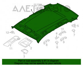 Обшивка потолка BMW X3 F25 11-17 черн, под люк