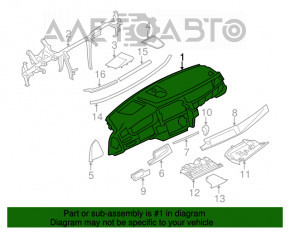 Торпедо передняя панель без AIRBAG BMW 5 F10 11-16 кожа Dakota белая, под ночн. вид