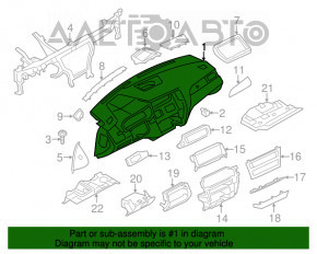 Торпедо передняя панель без AIRBAG BMW X3 F25 11-17 черн без проекции