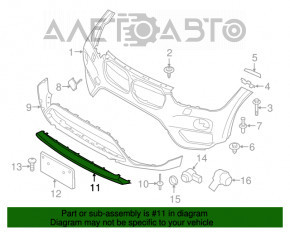 Накладка губы переднего бампера BMW X1 F48 16-19 X-line серая структура